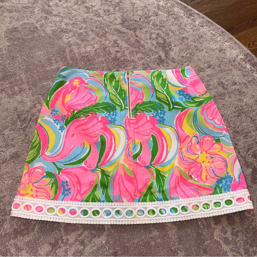 Lilly Pulitzer 4 Neon Pink So A Peeling Pansy Floral Lace Skort Skirt - Picture 4 of 6